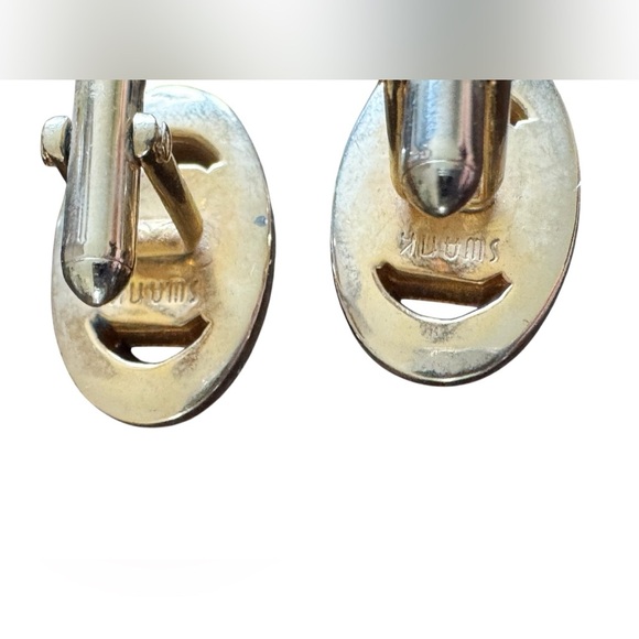 Vintage Gold with Blue jewels Swank Cufflinks - Picture 6 of 6